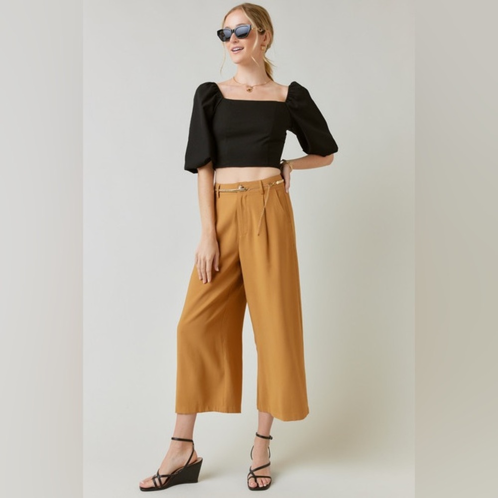 NWT Milly Linen Puff Sleeve Crop Top - Picture 2 of 8